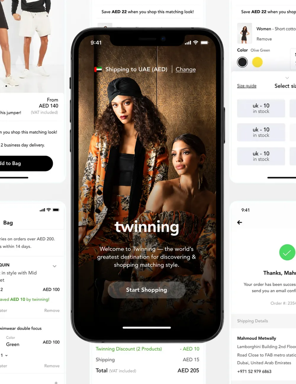 Twinning social commerce mobile shopping screens