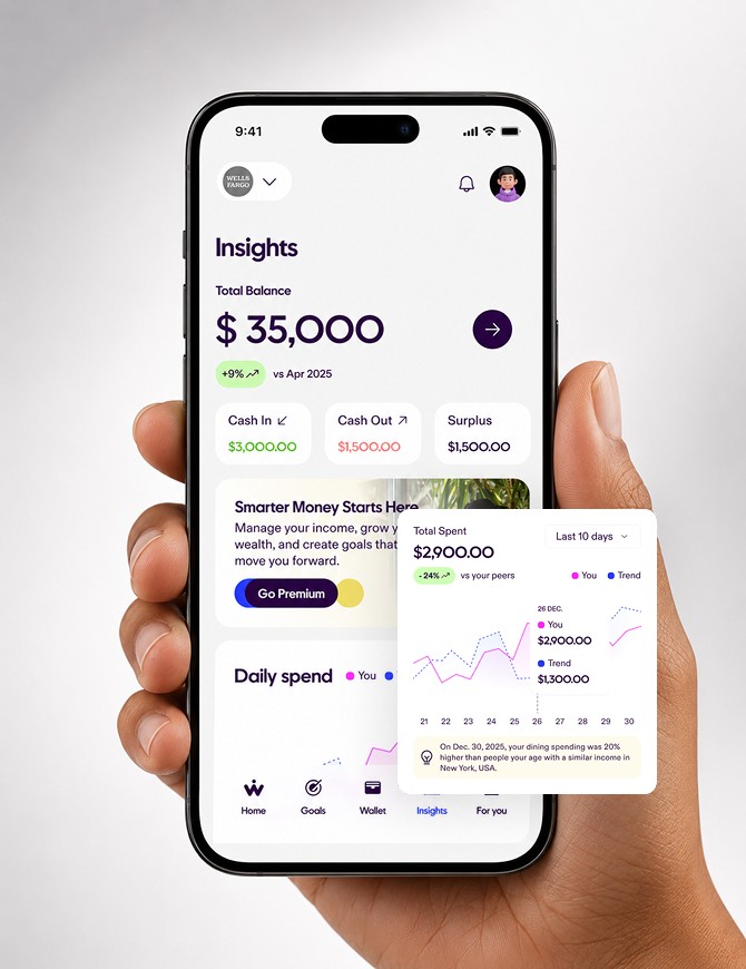Mobile finance insights product screens