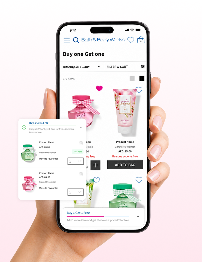 Bath and Body Works mobile promotion shopping flow