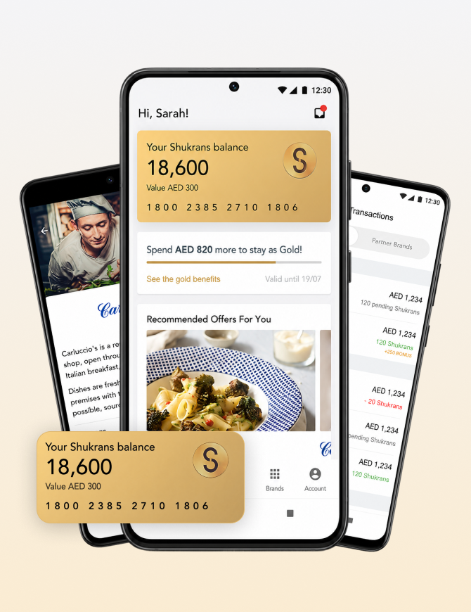 Shukrans loyalty app mobile experience